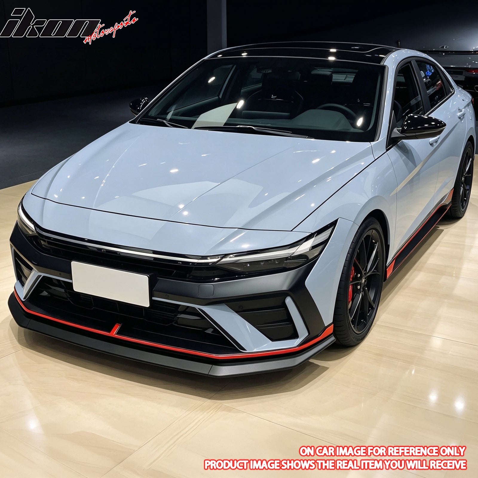 Fits 24-26 Hyundai Elantra N & N Line Front Bumper Lip Chin Spoiler Gloss Black