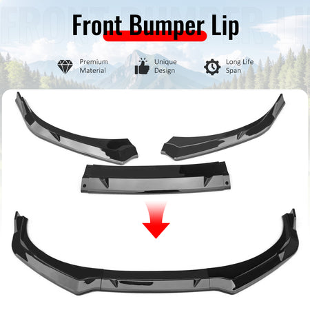 Fits 24-26 Hyundai Elantra Sedan IKON Front Bumper Lip Chin Spoiler Gloss Black