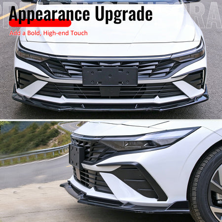 Fits 24-26 Hyundai Elantra Sedan IKON Front Bumper Lip Chin Spoiler Gloss Black