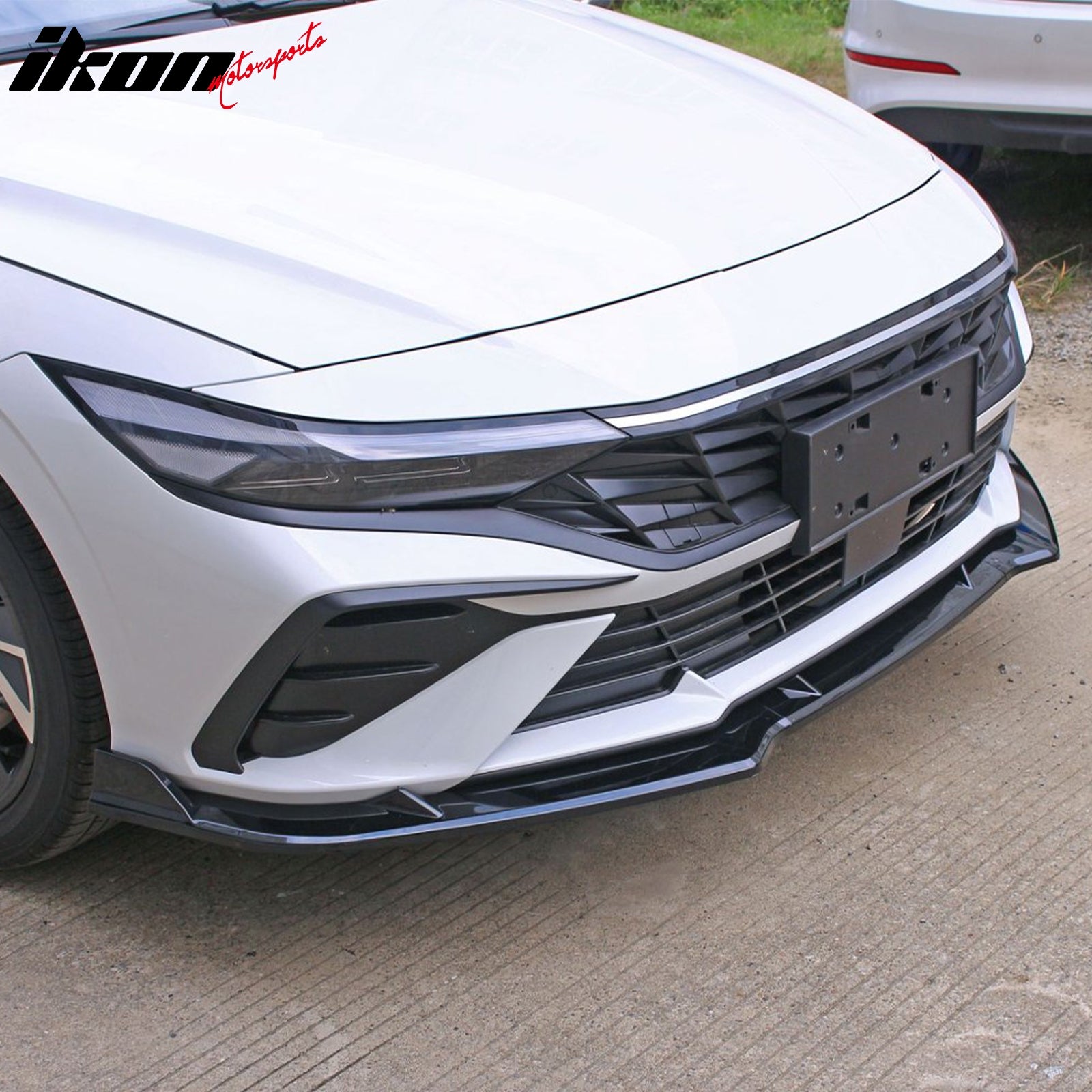Fits 24-26 Hyundai Elantra Sedan IKON Front Bumper Lip Chin Spoiler Gloss Black