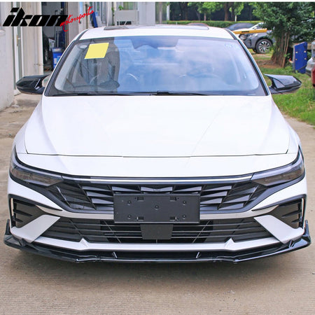 Fits 24-26 Hyundai Elantra Sedan IKON Front Bumper Lip Chin Spoiler Gloss Black