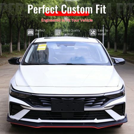 IKON MOTORSPORTS Front Bumper Lip, Compatible with 2024-2026 Hyundai Elantra, IKON Style Matte Black PP Polypropylene Add-on Air Dam Chin Spoiler Protector Splitter 3PCS