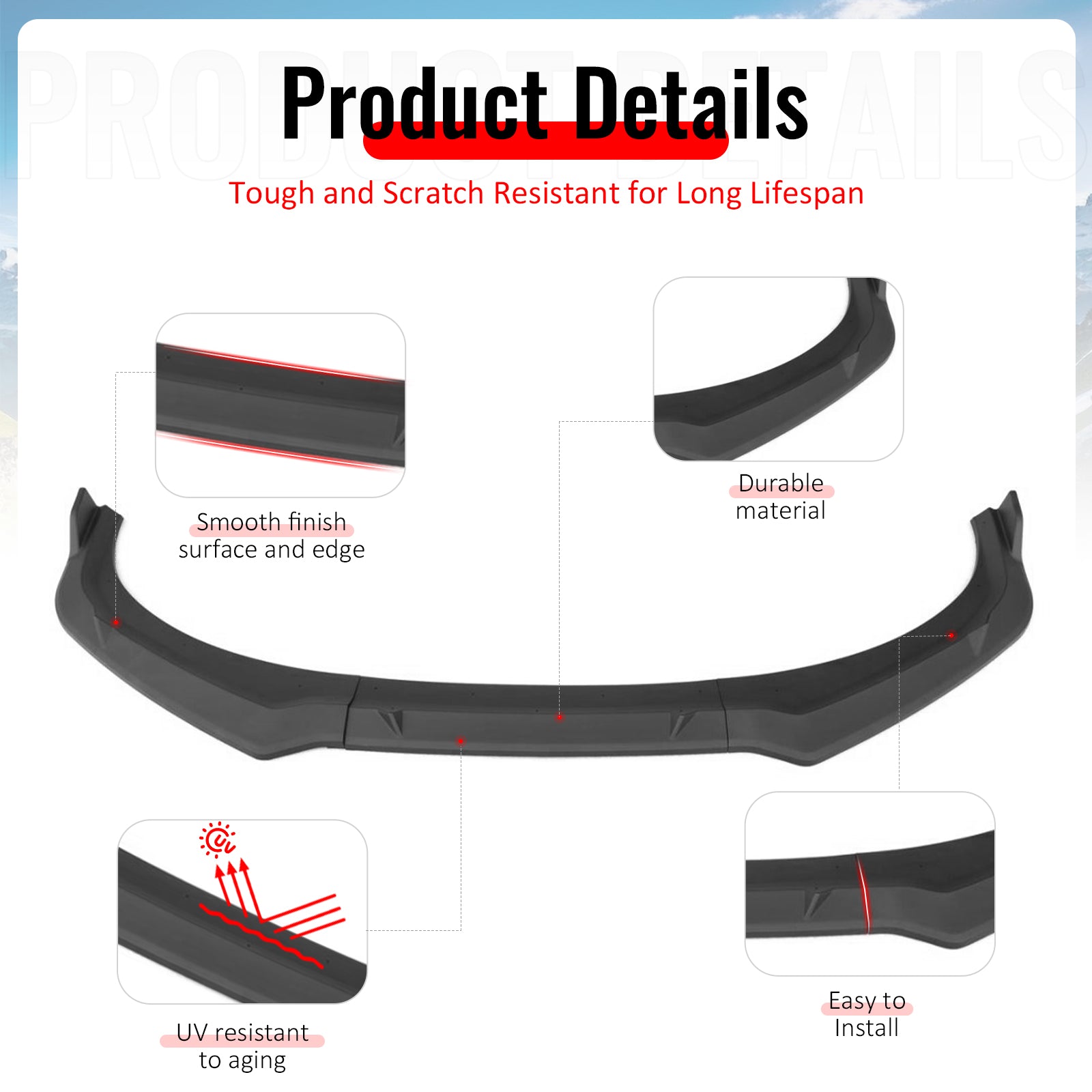 Fits 24-26 Hyundai Elantra Sedan IKON Front Bumper Lip Chin Spoiler Matte Black