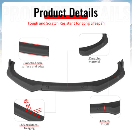 Fits 24-26 Hyundai Elantra Sedan IKON Front Bumper Lip Chin Spoiler Matte Black
