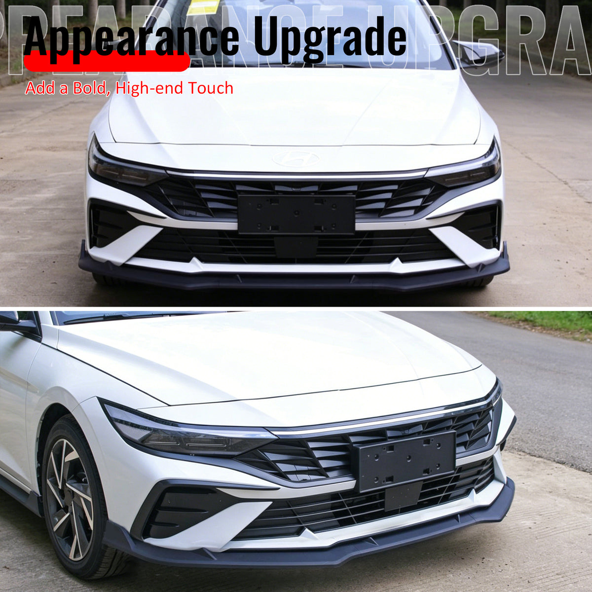 Fits 24-26 Hyundai Elantra Sedan IKON Front Bumper Lip Chin Spoiler Matte Black