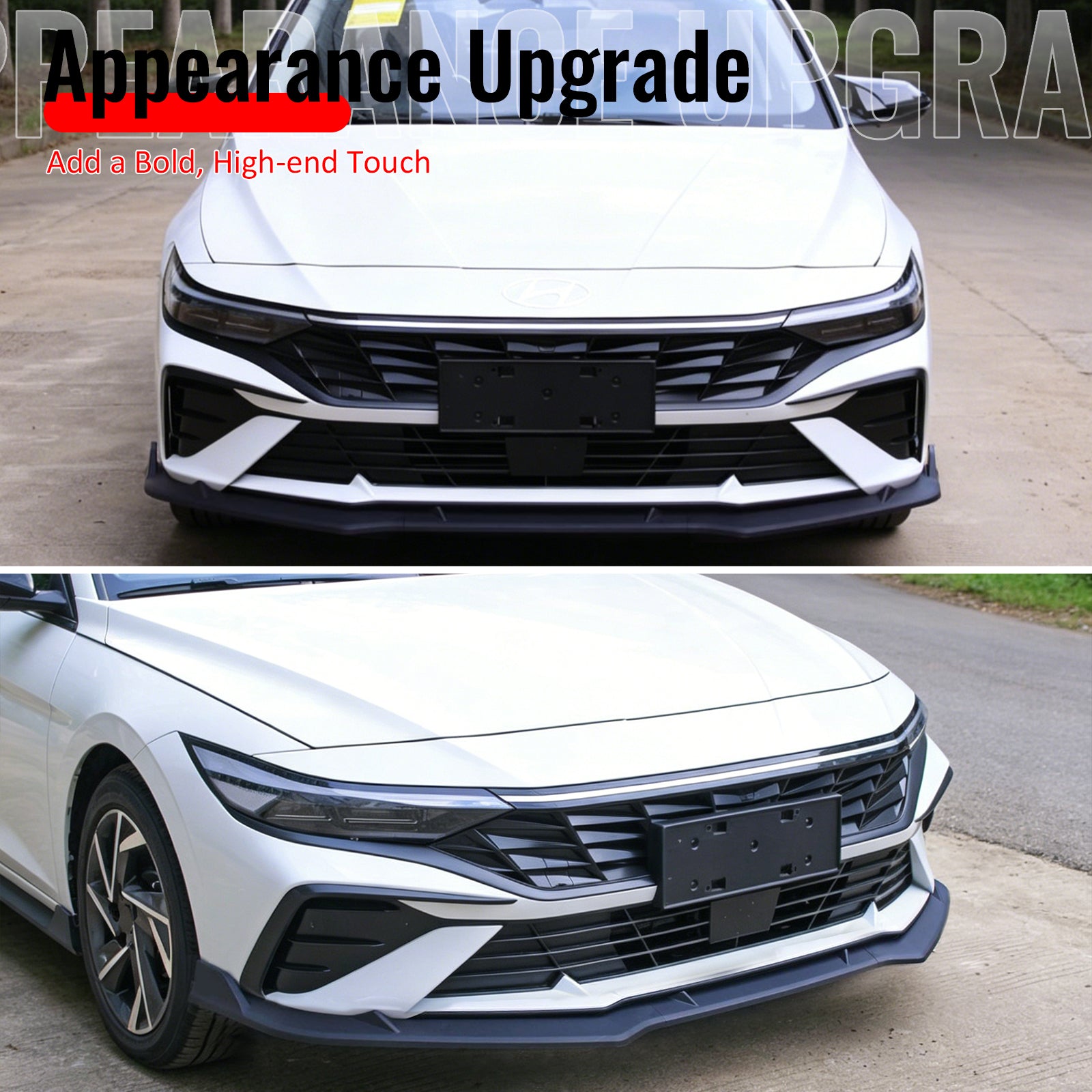 Fits 24-26 Hyundai Elantra Sedan IKON Front Bumper Lip Chin Spoiler Matte Black
