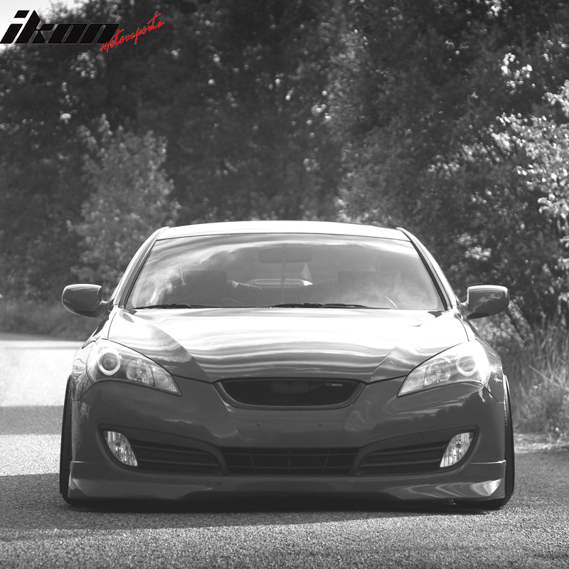 Front Bumper Lip Compatible With 2010-2012 HYUNDAI GENESIS COUPE, EVO Style PU Black Front Lip Spoiler Splitter by IKON MOTORSPORTS, 2011