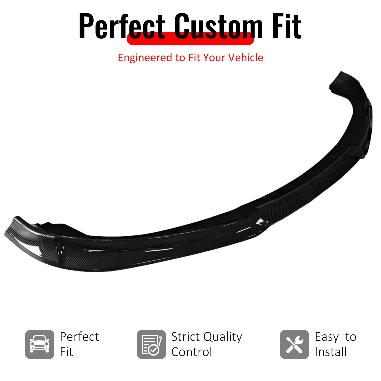 IKON MOTORSPORTS Front Bumper Lip, Compatible with 2010-2012 Hyundai Genesis Coupe All Models, KS Style Carbon Fiber Print PP Add-on Air Dam Chin Spoiler Protector Splitter 3PCS