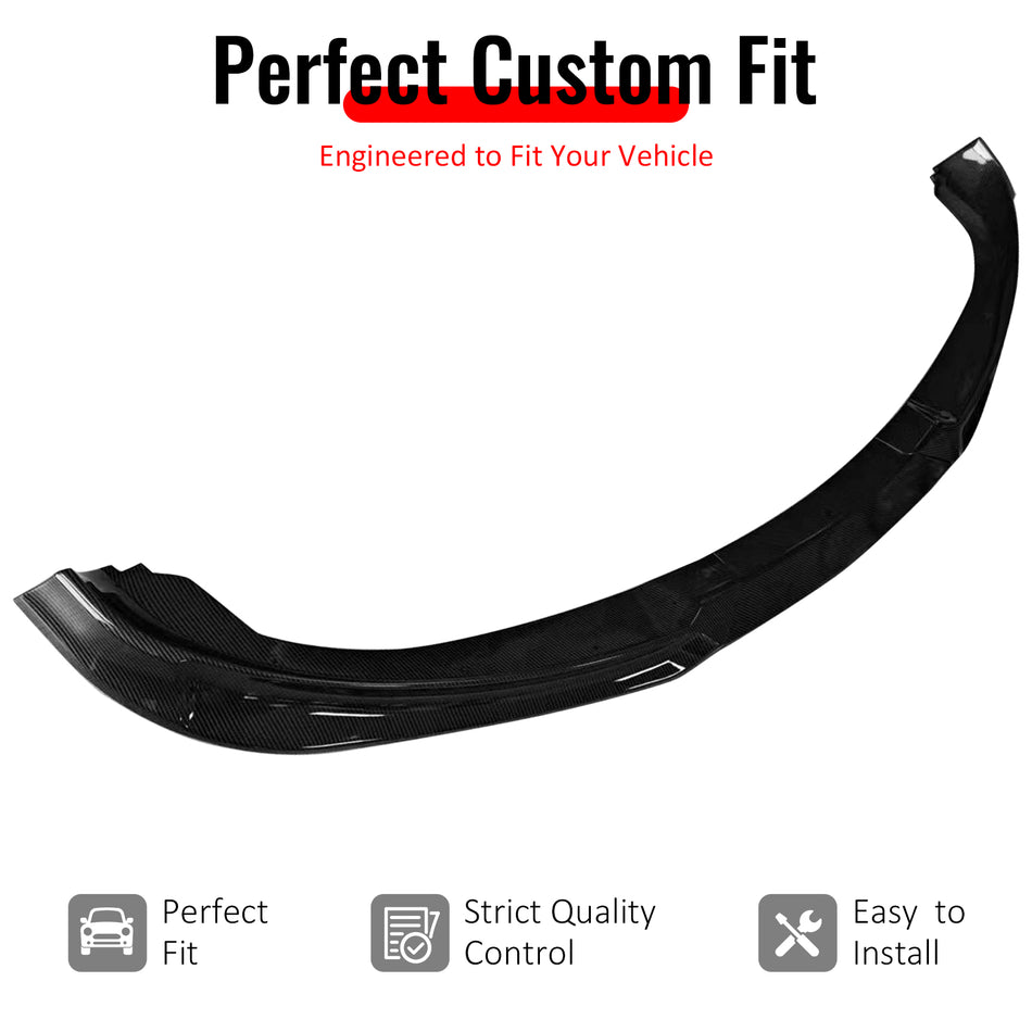 IKON MOTORSPORTS Front Bumper Lip, Compatible with 2010-2012 Hyundai Genesis Coupe All Models, KS Style Carbon Fiber Print PP Add-on Air Dam Chin Spoiler Protector Splitter 3PCS
