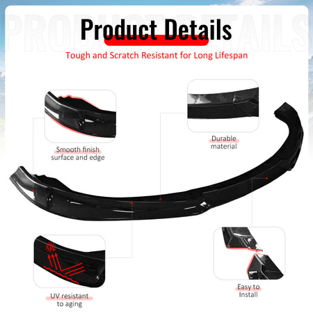 Fits 10-12 Genesis Coupe KS PP Front Bumper Lip Chin Spoiler Carbon Fiber Print