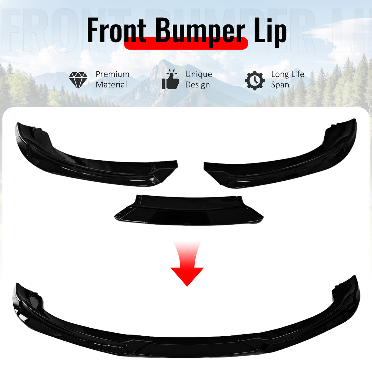 Fits 10-12 Hyundai Genesis Coupe KS PP Front Bumper Lip Chin Spoiler Gloss Black