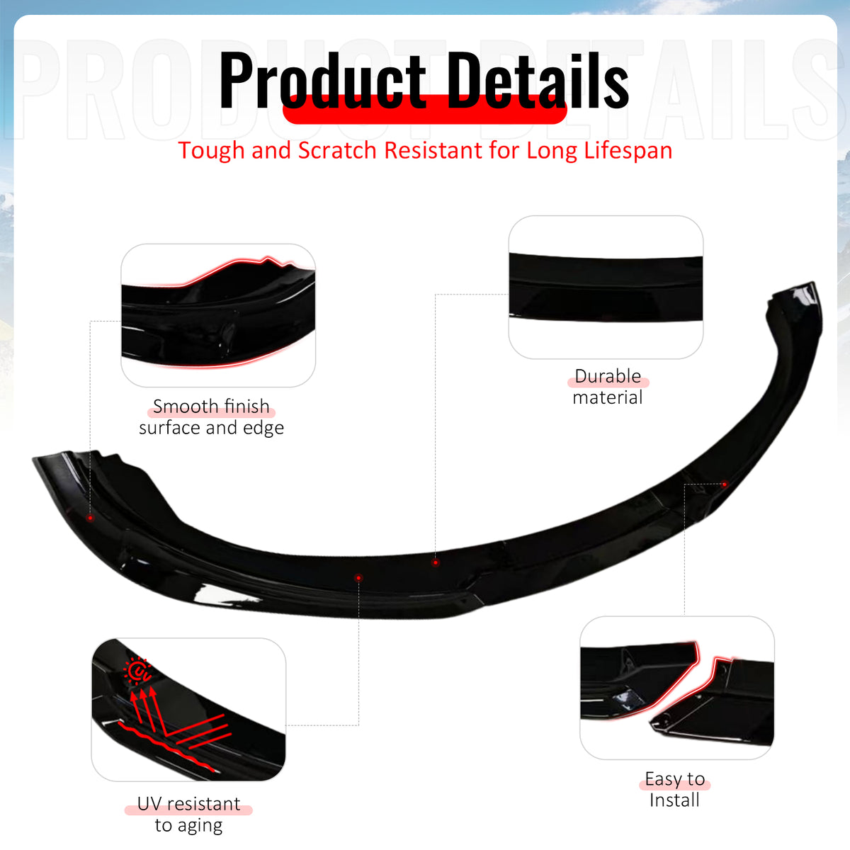 Fits 10-12 Hyundai Genesis Coupe KS PP Front Bumper Lip Chin Spoiler Gloss Black