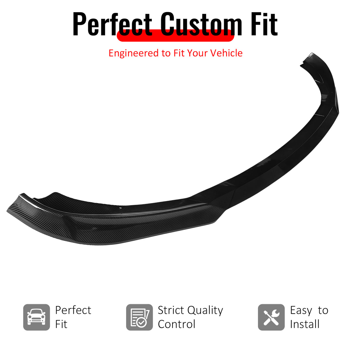 IKON MOTORSPORTS Front Bumper Lip, Compatible with 2013-2016 Hyundai Genesis Coupe All Models, KS Style Carbon Fiber Print PP Add-on Air Dam Chin Spoiler Protector Splitter 3PCS