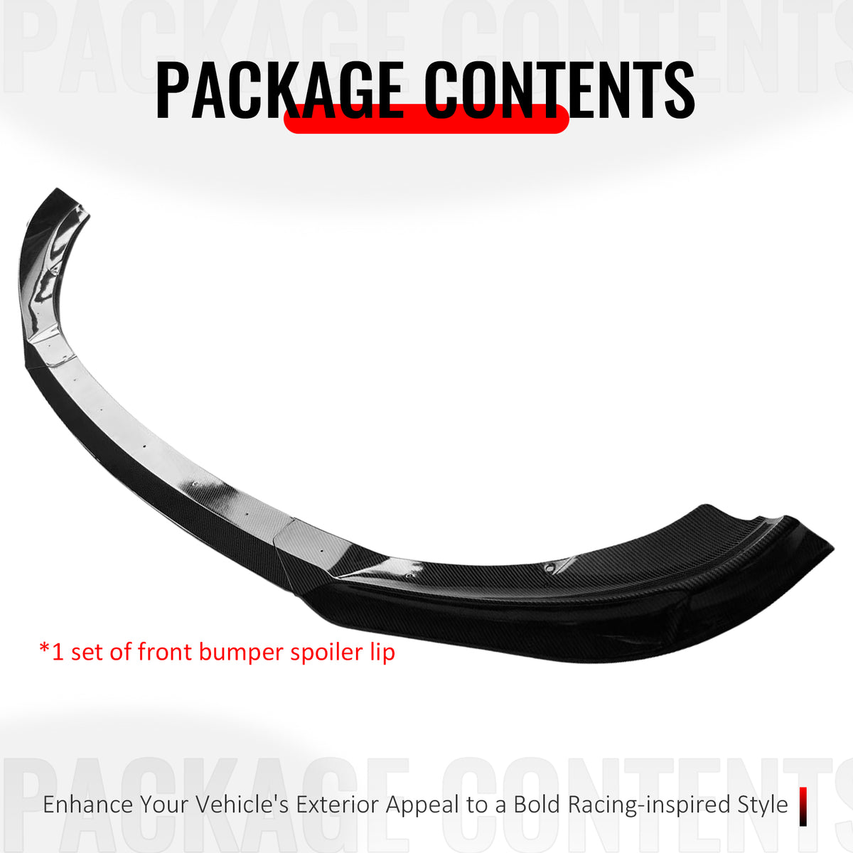 Fits 13-16 Genesis Coupe KS PP Front Bumper Lip Chin Spoiler Carbon Fiber Print