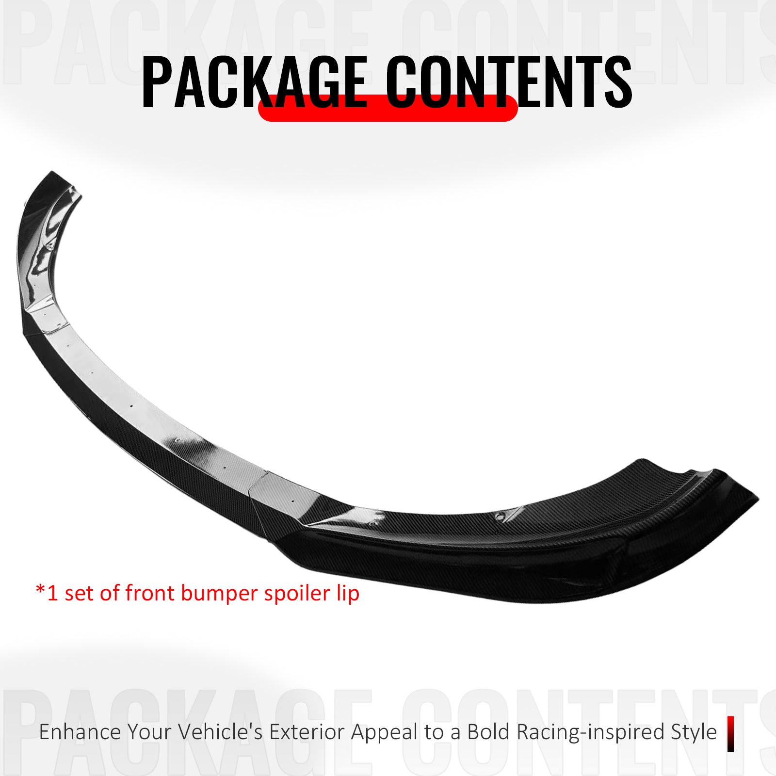 Fits 13-16 Genesis Coupe KS PP Front Bumper Lip Chin Spoiler Carbon Fiber Print