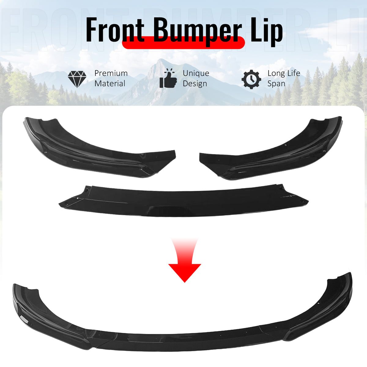 Fits 13-16 Hyundai Genesis Coupe KS PP Front Bumper Lip Chin Spoiler Gloss Black