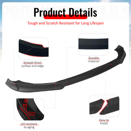 Fits 13-16 Hyundai Genesis Coupe KS PP Front Bumper Lip Chin Spoiler Matte Black