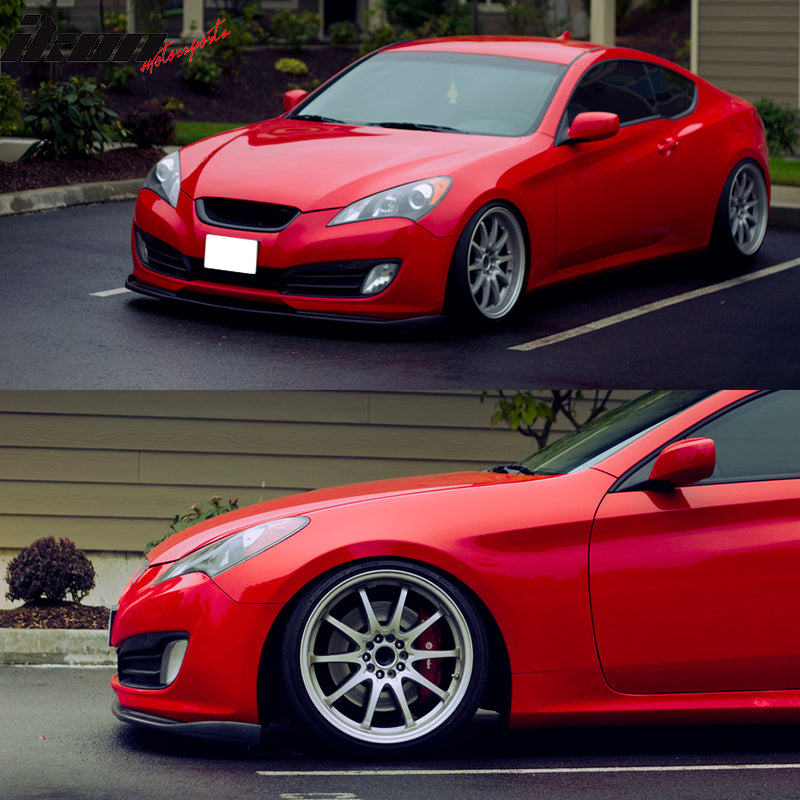 IKON MOTORSPORTS Front Bumper Lip Compatible With 2010-2012 Hyundai Genesis Coupe, Sport Style PU Black