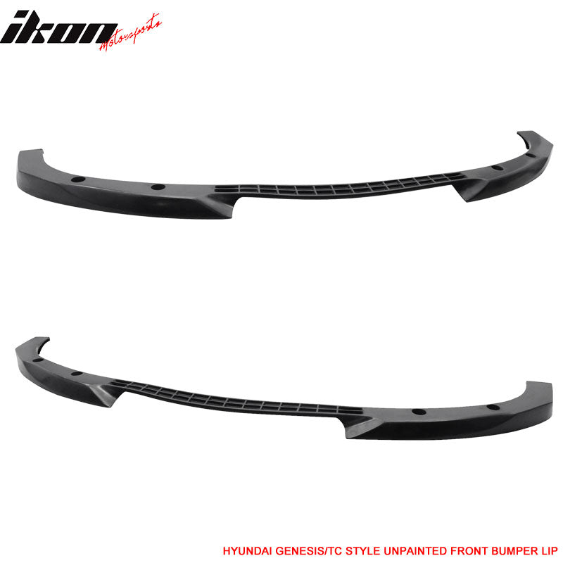 Front Bumper Lip Compatible With 2010-2012 HYUNDAI GENESIS COUPE, TC Style PU Black Front Lip Spoiler Splitter by IKON MOTORSPORTS, 2011