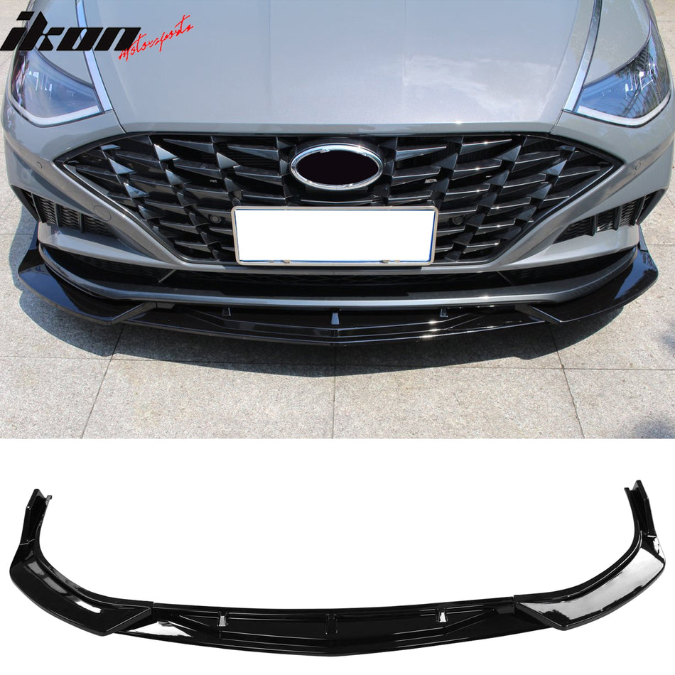 2020-2023 Hyundai Sonata CK Style Gloss Black Front Bumper Lip PP 3PCS