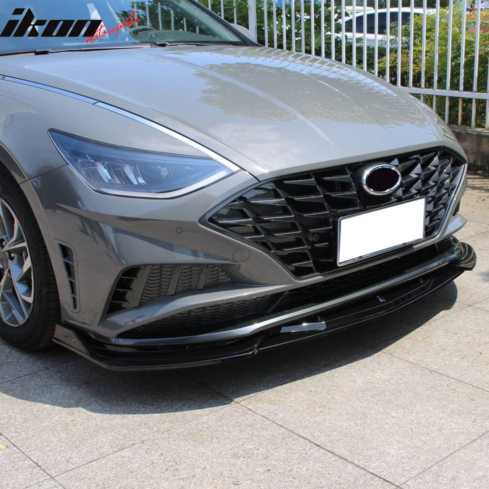 Fits 20-23 Hyundai Sonata CK Style Front Bumper Lip Chin Spoiler Gloss Black 3PC