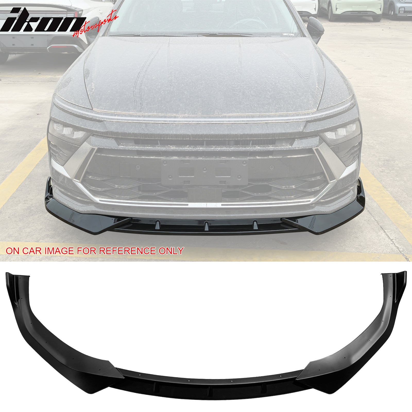 IKON MOTORSPORTS Front Bumper Lip, Compatible with 2024-2025 Hyundai Sonata (Not Fit N-Line), IKON V1 Style PP Polypropylene Air Dam Chin Spoiler Protector Splitter 3PCS