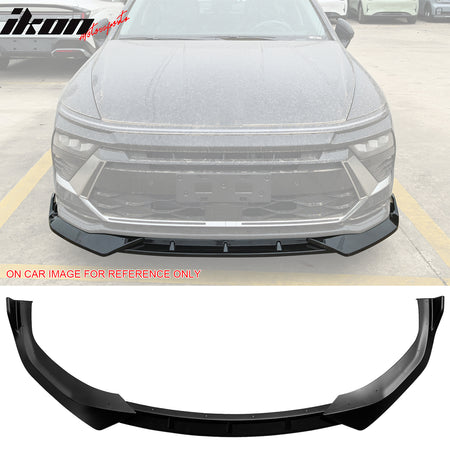 IKON MOTORSPORTS Front Bumper Lip, Compatible with 2024-2025 Hyundai Sonata (Not Fit N-Line), IKON V1 Style PP Polypropylene Air Dam Chin Spoiler Protector Splitter 3PCS