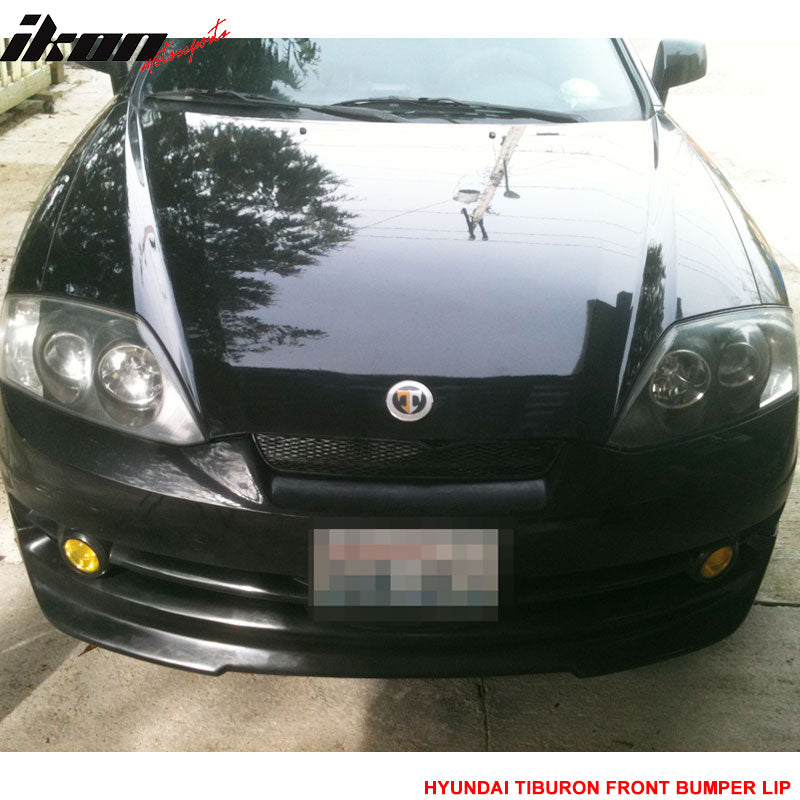 Front Bumper Lip Compatible With 2003-2004 Hyundai Tiburon, Type-v Style Flexible Poly-urethane PU Guard Protection Finisher Under Chin Spoiler by IKON MOTORSPORTS