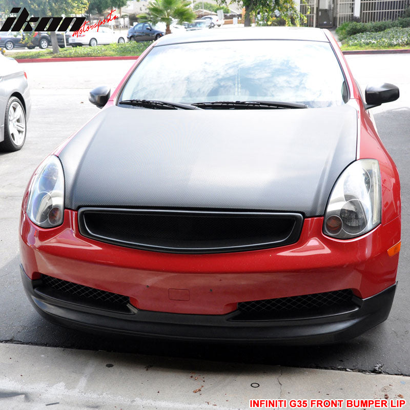 IKON MOTORSPORTS Front Bumper Lip Compatible With 2003-2007 Infiniti G35 V35, Type G PU