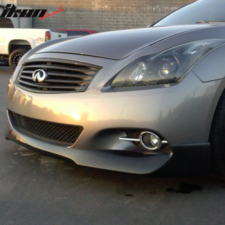 Front Bumper Lip Compatible With 2008-2013 Infiniti G37 2014 Q60, EVO Unpainted PU Poly Urethane Front Lip Spoiler Splitter by IKON MOTORSPORTS, 2009 2010 2011 2012