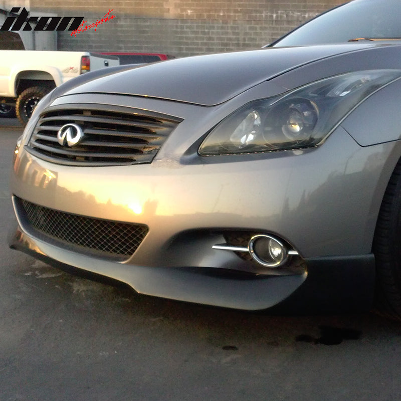 Front Bumper Lip Compatible With 2008-2013 Infiniti G37 2014 Q60, EVO Unpainted PU Poly Urethane Front Lip Spoiler Splitter by IKON MOTORSPORTS, 2009 2010 2011 2012