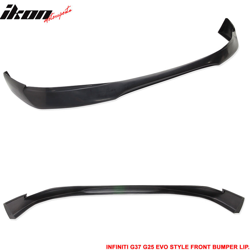 Front Bumper Lip Compatible With 2010-2013 Infiniti G37 Sedan, EVO PU Black Front Lip Spoiler Splitter by IKON MOTORSPORTS, 2011 2012