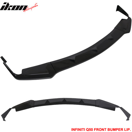 Front Bumper Lip Spoiler Compatible With 2014-2017 Infiniti Q50, Unpainted ABS Lip Spoiler Bodykit Splitter Diffuser Air Dam Chin Diffuser by IKON MOTORSPORTS, 2015 2016