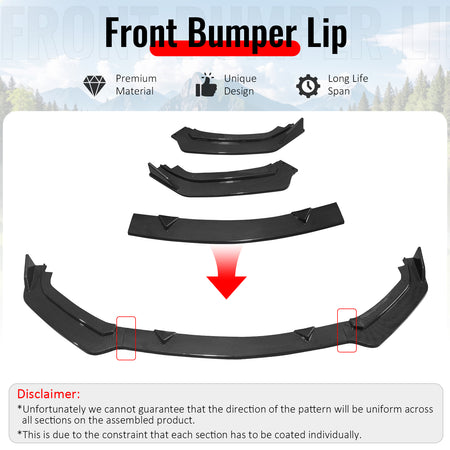 Fits 17-22 INFINITI Q60 V2 JDM Front Bumper Lip Spoiler PP Carbon Fiber Print