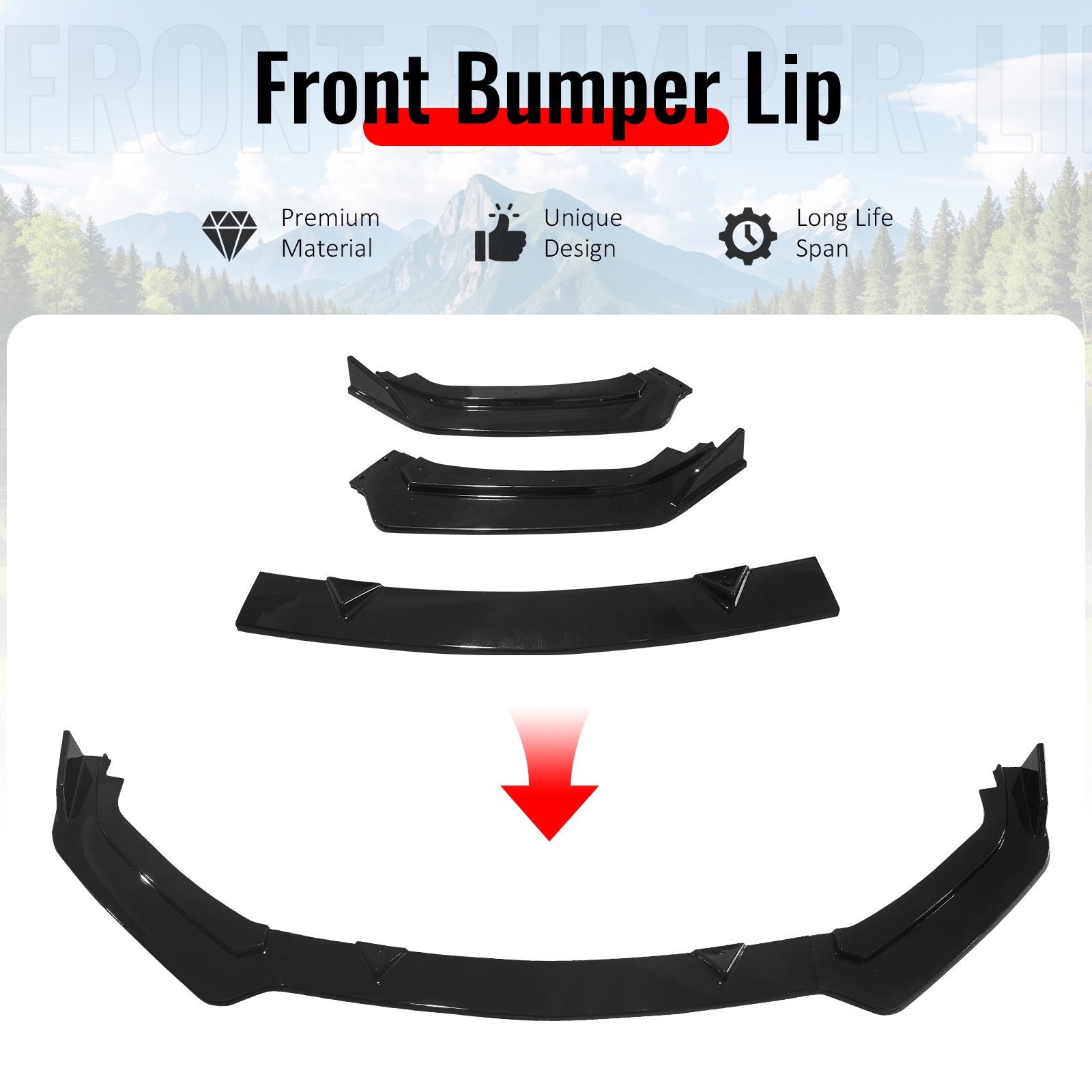 Fits 17-22 INFINITI Q60 V2 JDM Front Bumper Lip Chin Splitter PP Gloss Black