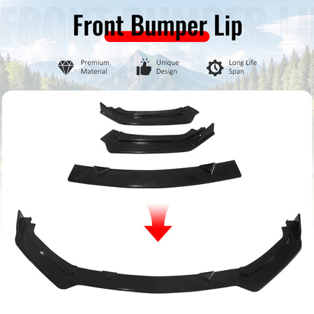 Fits 17-22 INFINITI Q60 V2 JDM Front Bumper Lip Chin Splitter PP Gloss Black