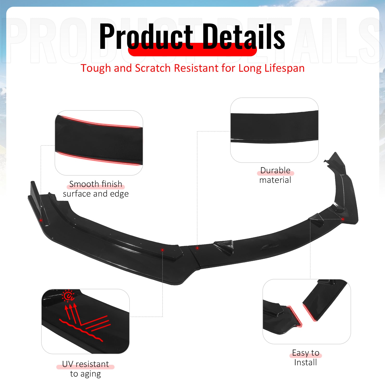 Fits 17-22 INFINITI Q60 V2 JDM Front Bumper Lip Chin Splitter PP Gloss Black