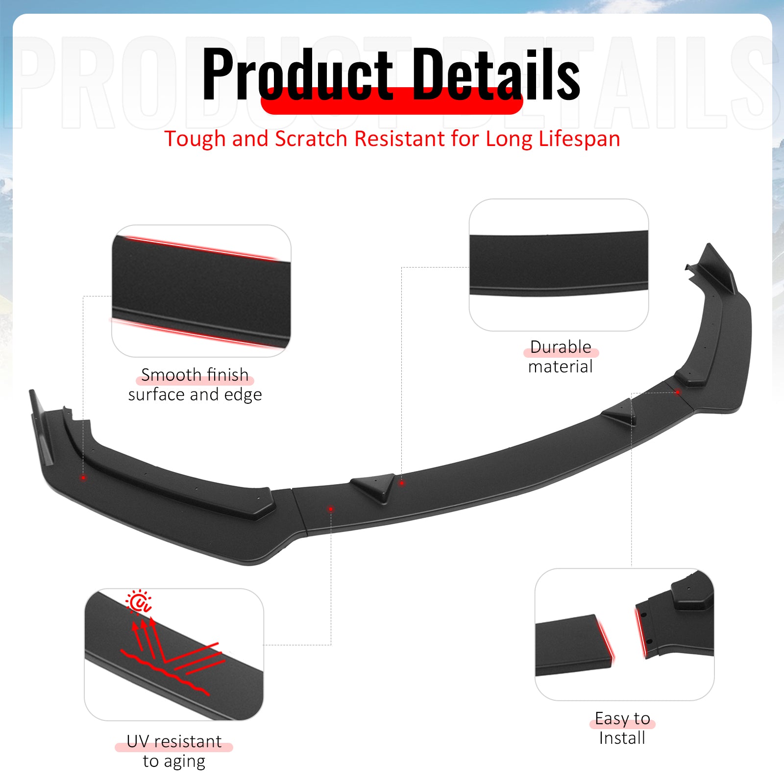Fits 17-22 INFINITI Q60 V2 JDM Front Bumper Lip Chin Splitter PP Matte Black