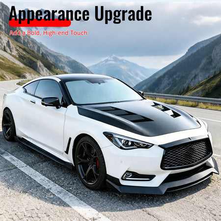 Fits 17-22 INFINITI Q60 V37 RS JDM Style Front Bumper Lip Chin Matte Black 3PCS