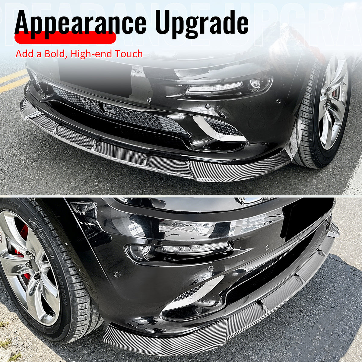 For 12-16 Grand Cherokee SRT SRT8 Ikon Style Front Bumper Lip Carbon Fiber Print