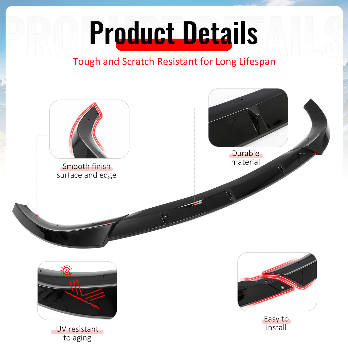 Fits 12-16 Jeep Grand Cherokee SRT SRT8 Ikon Style Front Bumper Lip Gloss Black