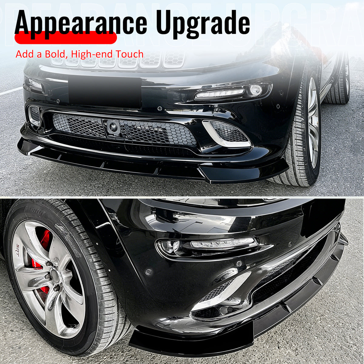 Fits 12-16 Jeep Grand Cherokee SRT SRT8 Ikon Style Front Bumper Lip Gloss Black