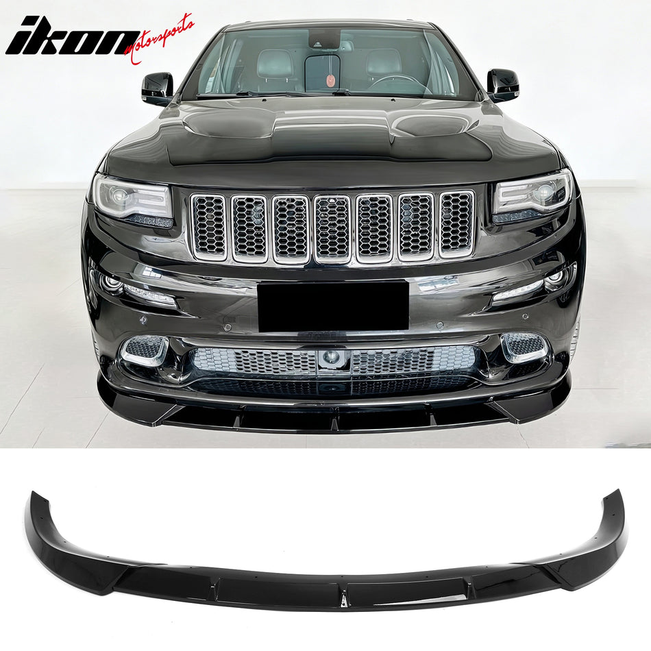 2012-2016 Jeep Grand Cherokee SRT SRT8 Ikon Style Front Bumper Lip Gloss Black ABS 3PCS