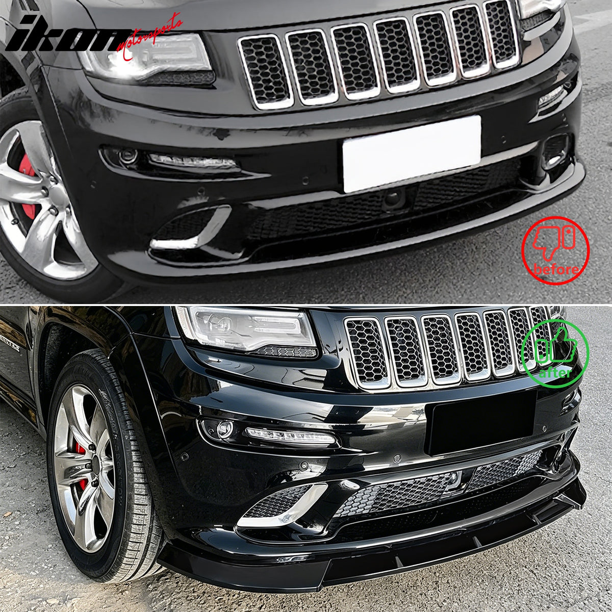 Fits 12-16 Jeep Grand Cherokee SRT SRT8 Ikon Style Front Bumper Lip Gloss Black