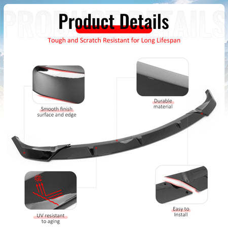 Fits 14-16 Grand Cherokee Base IKON PP Front Bumper Lip Chin Spoiler Gloss Black