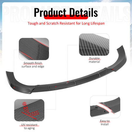For 17-21 Grand Cherokee SRT IKON Front Bumper Lip Spoiler Carbon Fiber Print PP