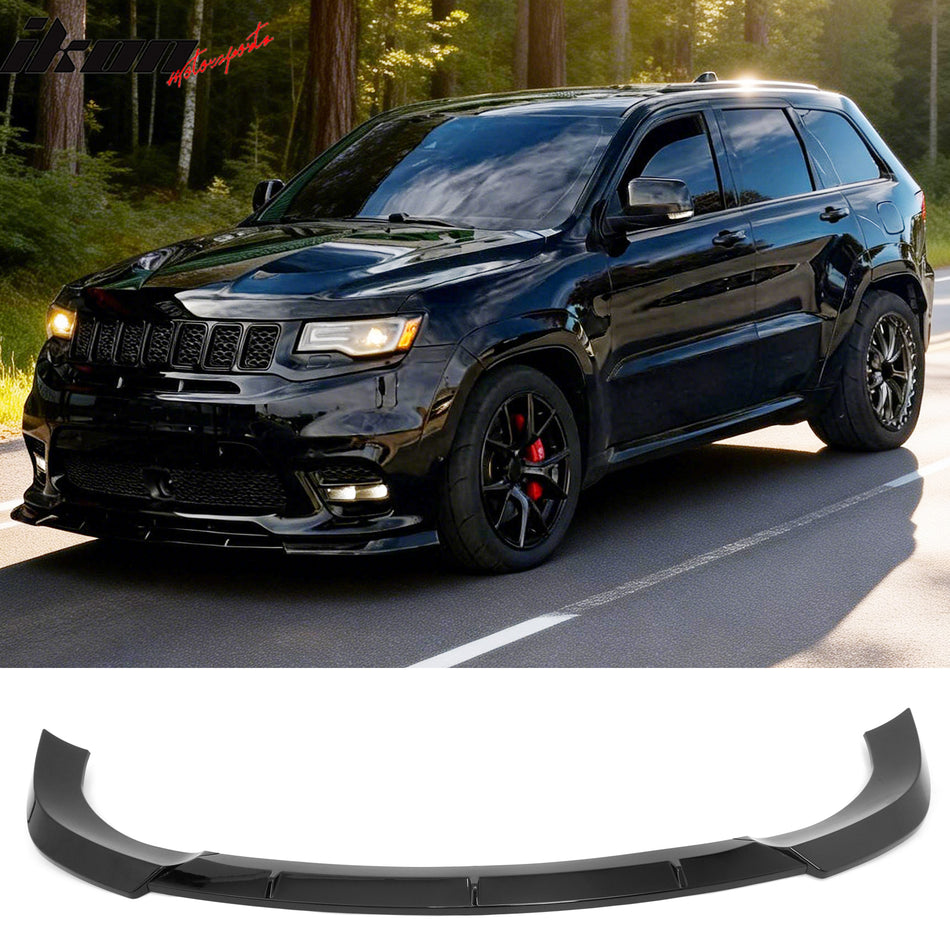 2017-2021 Jeep Grand Cherokee SRT Trackhawk IKON Style Gloss Black Front Bumper Lip PP