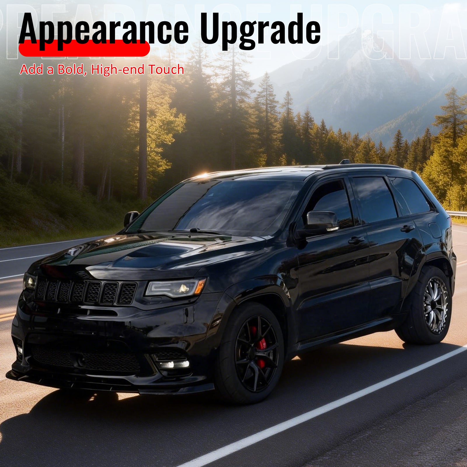 Fits 17-21 Grand Cherokee SRT IKON PP Front Bumper Lip Chin Spoiler Matte Black