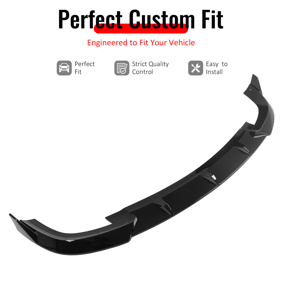 IKON MOTORSPORTS Front Bumper Lip, Compatible with 2017-2021 Jeep Grand Cherokee SRT & Trackhawk, IKON V2 Style Gloss Black ABS Add-on Air Dam Chin Spoiler Protector Splitter 3PCS
