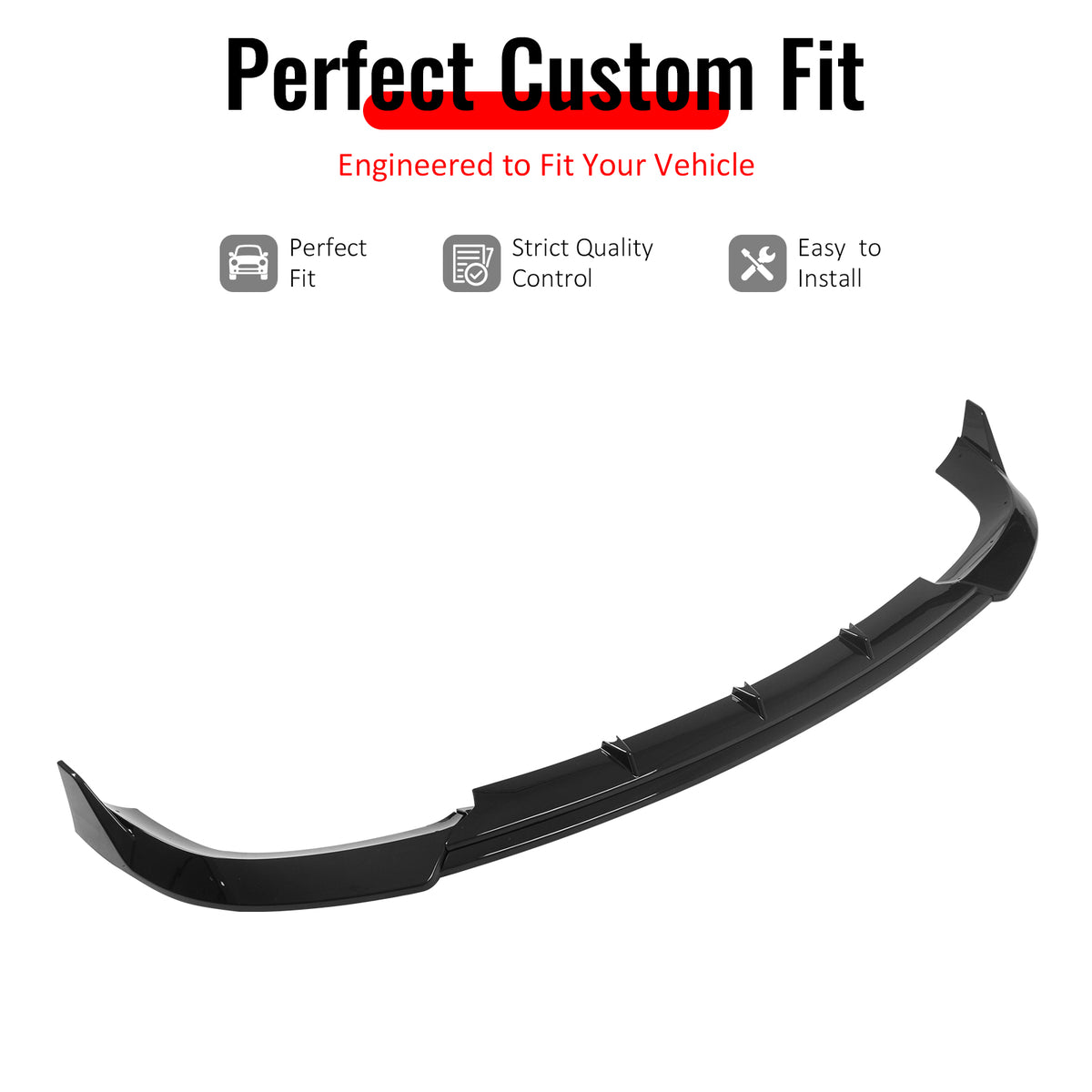 IKON MOTORSPORTS Front Bumper Lip, Compatible with 2017-2021 Jeep Grand Cherokee SRT & Trackhawk, IKON V3 Style Gloss Black ABS Add-on Air Dam Chin Spoiler Protector Splitter 3PCS
